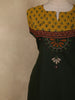 Bottle Green Floral Thread Embroidered Design Cotton Palazzo Suit