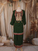Bottle Green Floral Thread Embroidered Design Cotton Straight Cut Salwar Suit