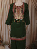 Bottle Green Floral Thread Embroidered Design Cotton Straight Cut Salwar Suit