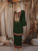 Bottle Green Floral Thread Embroidered Design Cotton Straight Cut Salwar Suit