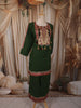 Bottle Green Floral Thread Embroidered Design Cotton Straight Cut Salwar Suit