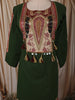 Bottle Green Floral Thread Embroidered Design Cotton Straight Cut Salwar Suit