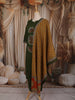 Bottle Green Floral Thread Embroidered Design Cotton Straight Cut Salwar Suit with Contrast Dupatta