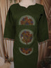 Bottle Green Floral Thread Embroidered Design Cotton Straight Cut Salwar Suit with Contrast Dupatta
