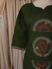 Bottle Green Floral Thread Embroidered Design Cotton Straight Cut Salwar Suit with Contrast Dupatta