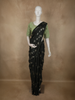 Bottle Green Floral Thread Embroidered Design Semi Tussar Saree with Contrast Blouse