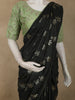 Bottle Green Floral Thread Embroidered Design Semi Tussar Saree with Contrast Blouse