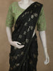 Bottle Green Floral Thread Embroidered Design Semi Tussar Saree with Contrast Blouse