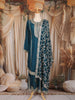 Bottle Green Floral Thread and Sequins Embroidered Silk Palazzo Suit