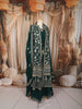 Bottle Green Floral Vine Zari Embroidered Design Georgette Ethnic Gown with Matching Dupatta