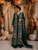 Bottle Green Floral Vine Zari Embroidered Design Georgette Ethnic Gown with Matching Dupatta