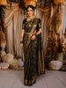 Bottle Green Floral Vine Zari Woven Design Pure Kanchipuram Silk Saree with Paisley Zari Border