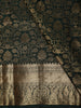 Bottle Green Floral Vine Zari Woven Design Pure Kanchipuram Silk Saree with Zari Border
