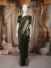 Bottle Green Floral Vine Zari Woven Design Pure Kanchipuram Silk Saree with Zari Border