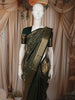 Bottle Green Floral Vine Zari Woven Design Pure Kanchipuram Silk Saree with Zari Border