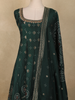 Bottle Green Floral Woven Banarasi Silk Palazzo Suit with Dupatta