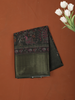 Bottle Green Floral Woven Design Semi Silk Saree with Zari Border
