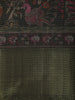 Bottle Green Floral Woven Design Semi Silk Saree with Zari Border