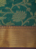 Bottle Green Floral Woven Design Silk Cotton Saree with Contrast Border