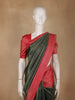 Bottle Green Floral Woven Pure Kanchipuram Silk Saree With Zari Border