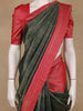 Bottle Green Floral Woven Pure Kanchipuram Silk Saree With Zari Border