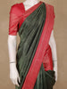 Bottle Green Floral Woven Pure Kanchipuram Silk Saree With Zari Border