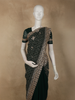 Bottle Green Floral Zari Embroidered Design Georgette Designer Saree