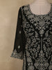 Bottle Green Floral Zari Embroidered Design Georgette Palazzo Suit with Dupatta