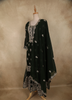 Bottle Green Floral Zari Embroidered Design Georgette Palazzo Suit with Dupatta