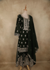 Bottle Green Floral Zari Embroidered Design Georgette Palazzo Suit with Dupatta