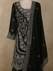 Bottle Green Floral Zari Embroidered Design Georgette Palazzo Suit with Dupatta