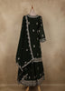 Bottle Green Floral Zari Embroidered Design Georgette Palazzo Suit with Dupatta