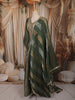 Bottle Green Floral Zari Woven Design Tissue Silk Long Anarkali Gown with Designer Dupatta
