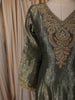 Bottle Green Floral Zari Woven Design Tissue Silk Long Anarkali Gown with Designer Dupatta