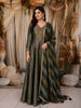 Bottle Green Floral Zari Woven Design Tissue Silk Long Anarkali Gown with Designer Dupatta
