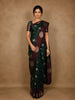 Bottle Green Floral Zari Woven Design Tussar Saree with Contrast Maroon Border