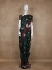 Bottle Green Floral Zari Woven Design Tussar Saree with Contrast Maroon Border