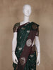 Bottle Green Floral Zari Woven Design Tussar Saree with Contrast Maroon Border