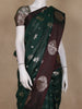 Bottle Green Floral Zari Woven Design Tussar Saree with Contrast Maroon Border