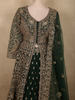 Bottle Green Floral Zari and Sequins Embroidered Design Georgette Gown with Dupatta