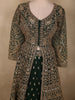 Bottle Green Floral Zari and Sequins Embroidered Design Georgette Gown with Dupatta