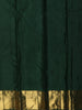 Bottle Green Floral and Paisley Zari Woven Design Pure Kanchipuram Silk Saree with Zari Border