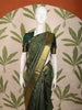 Bottle Green Floral and Paisley Zari Woven Design Pure Kanchipuram Silk Saree with Zari Border