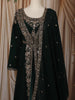 Bottle Green Floral sequins and Zardozi Embroidered Design Georgette Mastani  Gown with Dupatta