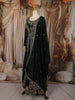 Bottle Green Floral sequins and Zardozi Embroidered Design Georgette Mastani  Gown with Dupatta