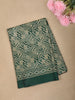 Bottle Green Geometric Printed Design Mixed Cotton Fancy Saree