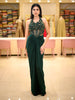 Bottle Green Heavy Beads and Zardozi Embroidered Design Georgette Ready To Wear Saree