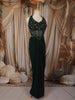 Bottle Green Heavy Beads and Zardozi Embroidered Design Georgette Ready To Wear Saree