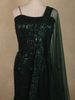 Bottle Green Heavy Sequins Embroidered Design Net Mermaid Lehenga With Dupatta