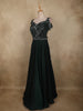 Bottle Green Heavy Sequins Embroidered Design Satin Partywear Gown